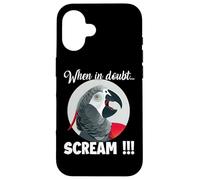 Custodia per iPhone 16 Pappagallo grigio africano Meme T, divertente pappagallo