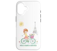 Custodia per iPhone 16 Parigi è sempre una buona idea Ragazza carina in bicicletta