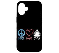 Custodia per iPhone 16 Peace Love Yoga Meditazione Zen Retro Lotus