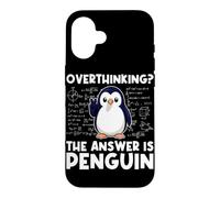 Custodia per iPhone 16 Pensare troppo La risposta è Penguin Divertente Insegnante di Matematica