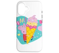 Custodia per iPhone 16 Peppa Pig Yum Ice Cream