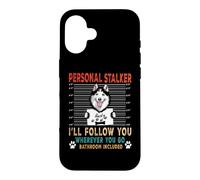 Custodia per iPhone 16 Personal Stalker Dog Siberian Husky Funny Puppy Dog Lover