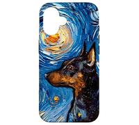 Custodia per iPhone 16 Pinscher miniatura Starry Night Dog Min Pin Art by Aja