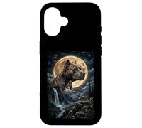 Custodia per iPhone 16 Pitbull con Luna - cani