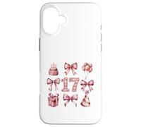 Custodia per iPhone 16 Plus 17° Compleanno Ragazza Coquette Fiocchi Rosa Diciassette Anni