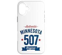 Custodia per iPhone 16 Plus 507 Minnesota Codice Area Distressed Autentico Blu Testo