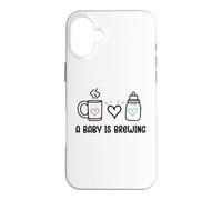 Custodia per iPhone 16 Plus A Baby is Brewing Baby Shower Coming Soon Mom and Dad to Be
