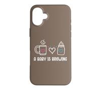 Custodia per iPhone 16 Plus A Baby is Brewing Baby Shower Mom and Dad to Be Mommy Coffee