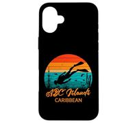 Custodia per iPhone 16 Plus ABC Islands Scuba Diver Retro Tramonto Oceano