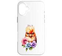 Custodia per iPhone 16 Plus Adorabile pulcino acquerello con fiori di primavera arte