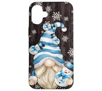 Custodia per iPhone 16 Plus Aesthetic Snowflake Pattern With Snowman And Winter Gnome