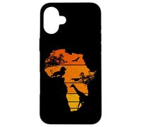 Custodia per iPhone 16 Plus Africa Map African Safari | Giraffa Leone | Tramonto Vintage