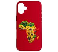 Custodia per iPhone 16 Plus African Animal Map Juneteenth Flag Colors Pride Black Africa