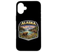Custodia per iPhone 16 Plus Alaska Souvenir Vacanza Memorabilia Badge Visitatore di Stato