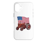 Custodia per iPhone 16 Plus American USA Flag Tractor Farmer