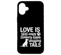 Custodia per iPhone 16 Plus Amore Bagnato Nasi Slobbery Baci Scodinzolante Code Amante dei cani