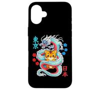Custodia per iPhone 16 Plus Anime Kawaii Tigre Protetta Da Drago Giapponese