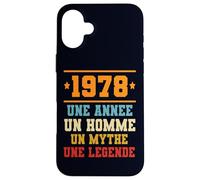 Custodia per iPhone 16 Plus Anniversaire Cadeau Design Drole Homme 1978