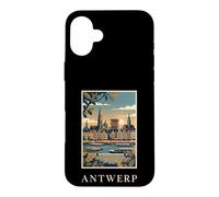 Custodia per iPhone 16 Plus Anversa, Belgio, fronte fiume, orizzonte, viaggio, arte