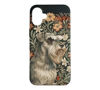 Custodia per iPhone 16 Plus Arte floreale vintage Schnauzer sale e pepe