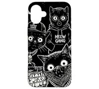 Custodia per iPhone 16 Plus Arte urbana retrò Meow Gang Thug Cats Scratch Life