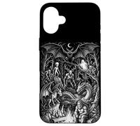 Custodia per iPhone 16 Plus Arte vintage delle leggende della foresta di Cryptids Bigfoot Mothman