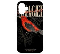 Custodia per iPhone 16 Plus Arte vintage Scarlet Tanager Bird Watching Nature Love Birds
