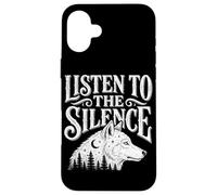 Custodia per iPhone 16 Plus Ascolta il silenzio Lupo Escursionismo Campeggio Fauna Sel