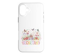 Custodia per iPhone 16 Plus Assistente amministratore della macchina da scrivere floreale segretaria