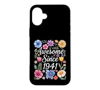 Custodia per iPhone 16 Plus Awesome Since 1941 - Compleanno Floreale Acquerello