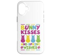 Custodia per iPhone 16 Plus Baci da coniglio e auguri di primavera
