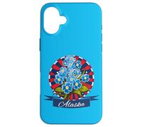 Custodia per iPhone 16 Plus Bandiera dell'Alaska Alpine Forget Me Not Patriotic Proud Alaska USA