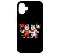 Custodia per iPhone 16 Plus Bandiera Turchia Italia Radici Turco-Italiane Eredità