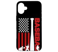 Custodia per iPhone 16 Plus Baseball Bat American Flag USA Sports