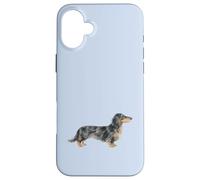 Custodia per iPhone 16 Plus Bassotto A Capelli Lunghi Nero E Crema