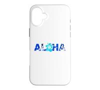 Custodia per iPhone 16 Plus Batik Hibiscus Fiore tonalità blu Surf Trip Vacanza Luna di miele