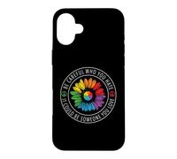 Custodia per iPhone 16 Plus Be Careful Who You Hate Rainbow Sunflower Gay LGBT Pride