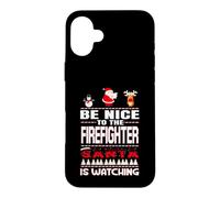 Custodia per iPhone 16 Plus Be Nice To The Firefighter Santa Is Watching Funny Christmas