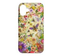 Custodia per iPhone 16 Plus Bees Boho Wildflowers foglie e vetro colorato floreale