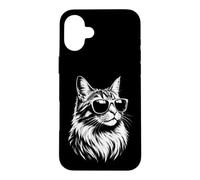 Custodia per iPhone 16 Plus Bel gatto con occhiali da sole