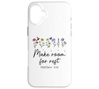 Custodia per iPhone 16 Plus Bible Verse Matthew 11 28 Make Room for Rest Trust God Jesus
