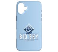 Custodia per iPhone 16 Plus Big Sky Montana Retro Mountain River Vintage Sci Escursionismo