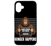 Custodia per iPhone 16 Plus Bigfoot Mugshot sorpreso a rubare snack da campo La fame accade