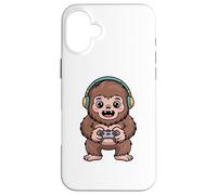 Custodia per iPhone 16 Plus Bigfoot Playing Video Game Sasquatch Video Gamers