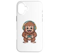 Custodia per iPhone 16 Plus Bigfoot Playing Video Game Sasquatch Video Gamers