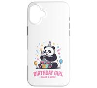 Custodia per iPhone 16 Plus Birthday Girl Design Panda Cupcake Esprimi un desiderio