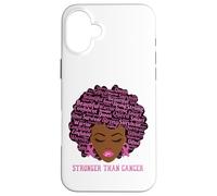 Custodia per iPhone 16 Plus Black Women Queen Stronger Than Breast Cancer Pink Ribbon