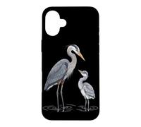 Custodia per iPhone 16 Plus Blue Airone Pulcino Aironi giovanili Birdwatcher