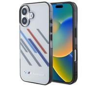 Custodia per iPhone 16 Plus BMW Motosport IML Random Stripes grigia