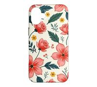 Custodia per iPhone 16 Plus Bold Teal verde foglie rosso rosa fiori floreali